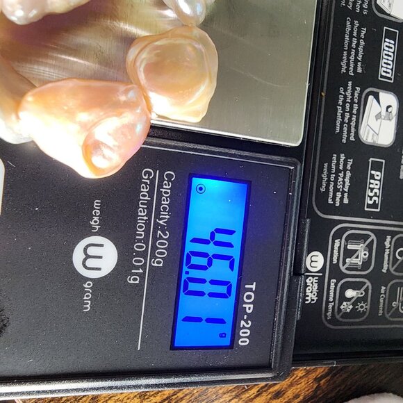 Large Keshi Baroque Pearl Necklace And Bracelet Set, Rainbow Colors 925  SS - Picture 8 of 15